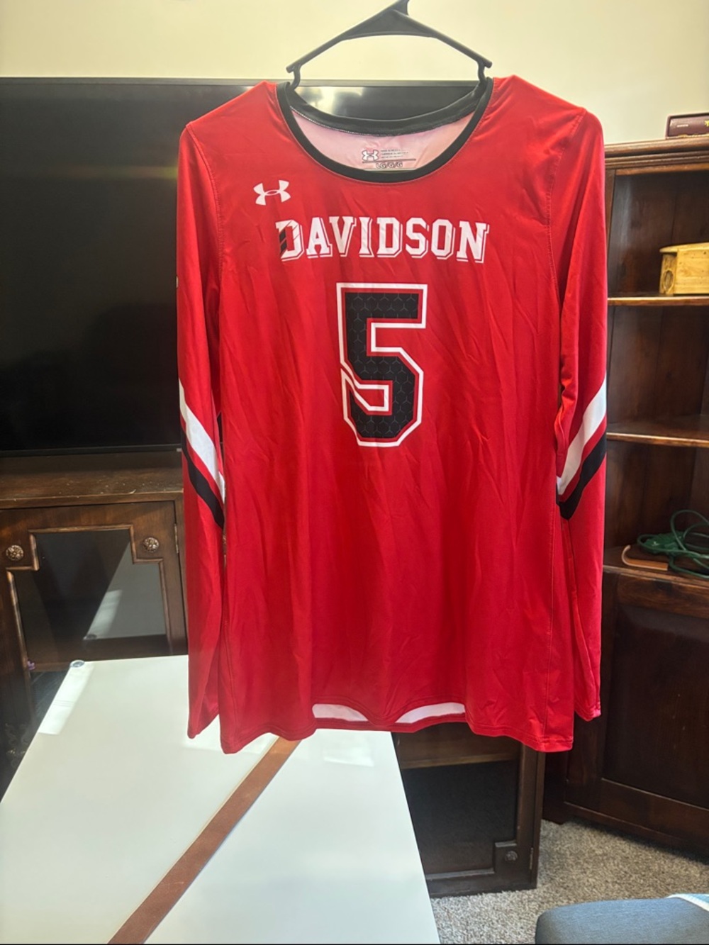 Under Armour Red Davidson #5 Long Sleeve Athletic Top